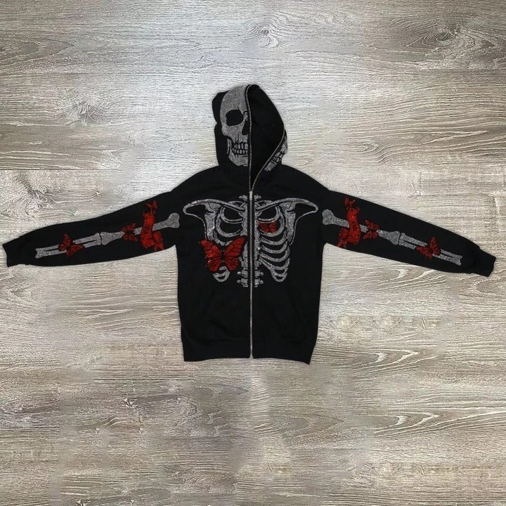 Skeleton zip-up sweatshirt