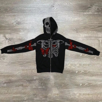 Skeleton zip-up sweatshirt