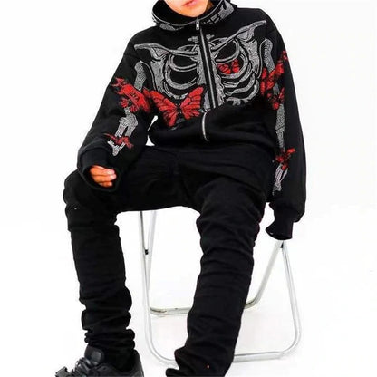 Skeleton zip-up sweatshirt